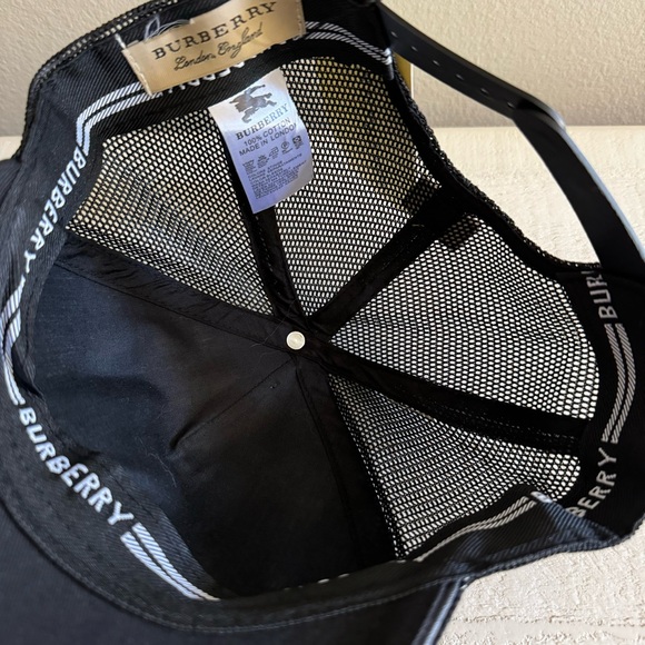 NWT BURBERRY Hat Black White Check Plaid Mesh Back Baseball Cap - Picture 3 of 8